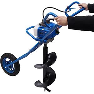 TouTToNG Trapano a Benzina a 2Tempi 63 CC 2.2 KW, Trivella Monocilindrica per Trapano Ø 300 mm, Scavatrice per Carrello Monoruota 8800±300rpm, Trivella per Carriola