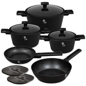 BerlingerHaus Berlinger Haus Set di 10 pentole nero opaco con superficie in titanio BH-8197
