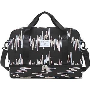 SUNSEATON Borsone da Viaggio, Borsa da Viaggio Impermeabile Grande Capacità, Borsone Palestra Sportiva con Scomparto Scarpe e Tasca Umida, Borsa Sportiva da Palestra, Duffel per Sport/Viaggi (Nero)
