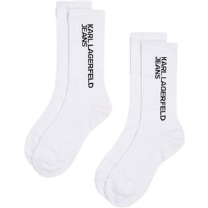 KARL LAGERFELD JEANS Uomo Essential Logo Socks Set (2 Pack) White One size