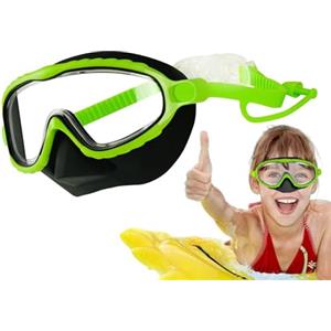 dzqad Occhiali con naso, maschera anti-appannamento a visione larga, con tappi per le orecchie, occhiali da nuoto | per ragazzi e ragazze 4 ai 16 anni, acqua, spiaggia, estate, piscina,