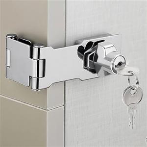 ZiYuya Serratura con chiave e graffetta con lucchetto, manopola di bloccaggio con chiave, ad angolo retto di 90 gradi, chiavistello per porte, armadi, cassetti, cancelli (tripla piega, 7,6 cm)