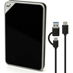 ModusTech Disco rigido esterno portatile in acrilico da 500 GB, USB-C/USB 3.1, con finitura a specchio, UASP, compatibile con PC, Mac, laptop, PS4, Xbox, iPhone, Smart TV (nero)