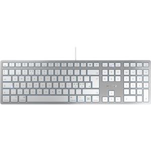 CHERRY KC 6000C FOR MAC, Tastiera Mac Con Filo (Porta USB-C), Layout per i Paesi Nordici (QWERTY), Tasti Silenziosi, Design Piatto, Bianco-Argento