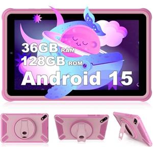 Generico Tablet 7 pollici Android 15 Tablet 36 GB RAM + 128 GB ROM, 6500 mAh, 5G Wi-Fi,5MP + 8 MP,Rosa