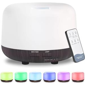 Generico Diffusore di Oli Essenziali, 300ml, Umidificatore Ultrasonico con 7 Luci LED, Telecomando, Timer 4-6 Ore, Umidificatori, funzione aromaterapia, ultra silenzioso
