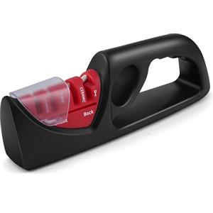 Kolamom 4 in 1 Affilacoltelli Professionale per Cucina, Caccia e Forbici - Diamante, Carburo di Tungsteno e Ceramica con Base Antiscivolo Ergonomica