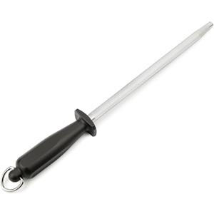 ARCOS Afilatore in Acciaio Nitrum e Lama 250 mm - Corpo in Acciaio al Carbonio Rivestito in Cromo, Manico in Polipropilene, Forme Leggere e Morbide - Nero, Serie Chaira