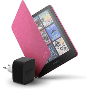 Amazon Kindle Colorsoft 16 GB + Custodia in tessuto rosa lampone + Caricatore da 9 W