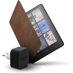 Amazon Kindle Colorsoft 16 GB + Custodia in pelle di prima qualità color caffè + Caricatore da 9 W