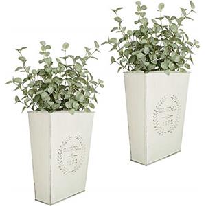 LESEN Set di 2 fioriere da parete in metallo, decorazione rustica da parete, vaso da appendere alla parete per piante, fiori, decorazione per la casa