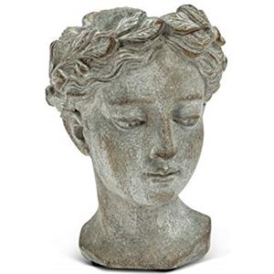 Abbott Collection Home Abbott Collection Xs Women Head Planter-16,5 cm H, Cemento, Grigio, 16,5 cm H