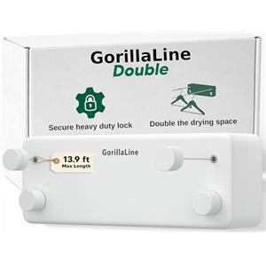 GorillaLine Stendibiancheria retrattile resistente, 4,2 m, in acciaio inox, montaggio a parete, bianco