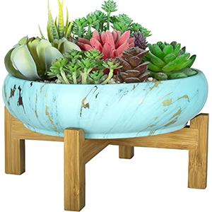 ARTKETTY Vaso per Piante Grasse, Grande Vaso Bonsai in Marmo con Vassoio di Drenaggio in Ceramica per Piante da Fiore Cactus da Interno Decorazione Giardino di Casa