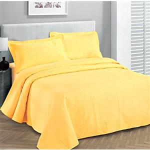 Fancy Linen Fancy Collection, Copriletto di lusso in rilievo, colore giallo, 254 x 269 cm, per letto matrimoniale/queen