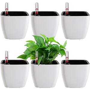 yarlung Confezione da 6 fioriere autoirriganti con indicatore del livello dell'acqua, 12,7 cm, in plastica, per piante da interno, erbe, aloe, giardinaggio all'aperto