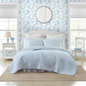 Laura Ashley - Set copripiumino, biancheria da letto super morbida con federa abbinata, decorazione per la casa casual (Oxford Stripe blu, doppio)