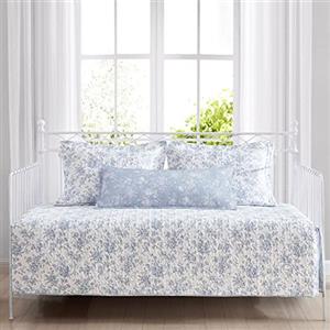 Laura Ashley Home Collezione Giardino Murato | Set di lettino, leggero e accogliente, reversibile, per tutte le stagioni, con federe coordinate e federa, colore: blu