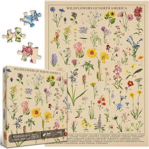 BBOLDIN Vintage Wildflowers Puzzle 1000 Pezzi per Adulti Pianta Botanica Fiore Puzzle di Fiori di Campo del Nord America, Puzzle Floreale Natura