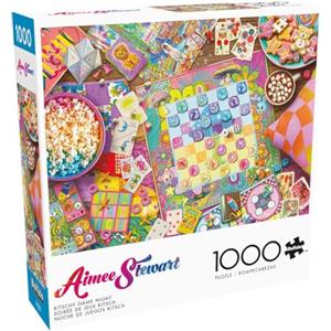 Buffalo Games - Aimee Stewart - Kitschy Game Night - 1000 Piece Jigsaw Puzzle for Adults - Challenging Puzzle Game Nights - Finished Size is 26.75 x 19.75