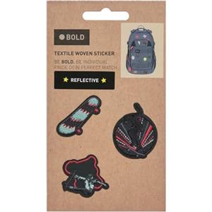Lässig BOLD Textile Woven Sticker adesivi tessili autoadesivi accessori da viaggio-adesivi per bagagli per bambini per scuola (3 pezzi)/BOLD Match Textile Sticker Skater
