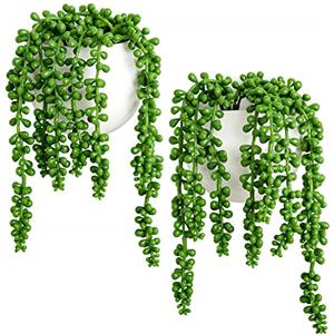 Dahey - Fioriere da parete in ceramica con finte perle per piante artificiali e piante grasse e piante ornamentali da parete, per interni, giardino, ufficio, set di 2