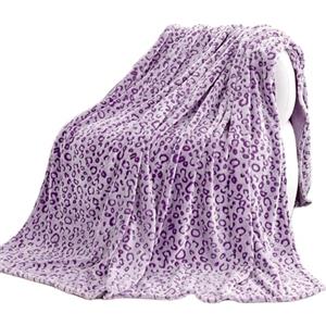 MIBOI Coperta leopardata viola morbida e calda coperta in pile per divano letto 127 x 152,4 cm