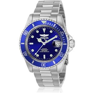 Invicta Pro Diver - Orologio da uomo in acciaio inossidabile con movimento automatico - 40 mm, Argento / Blu