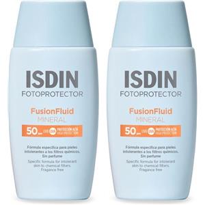ISDIN Fotoprotector Fusion Fluid Mineral SPF50 Protezione Solare Viso 100% Filtri Minerali 2x50 ml