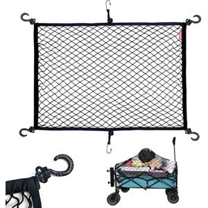 Mamiko ISIU - Rete da carico per carro pieghevole, carrello da giardino, carrello da spiaggia, in nylon resistente, con borsa portaoggetti, 96 x 81 cm