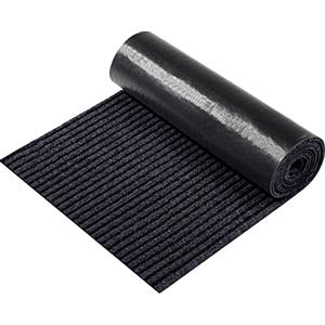 Nuanchu A Roll - Zerbino grande semilavorato a righe, impermeabile, con rivestimento in gomma, tappeto per interni ed esterni, per clima umido, raschiascarpe da ingresso, cucina, bagno (40 x 200 cm, nero
