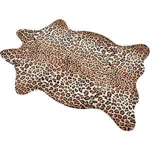 Macevia - Tappeto con stampa leopardo, 1,1 x 0,7 m, in finta pelle, per casa, ufficio, soggiorno, camera da letto, 1,1 m x 0,7 m