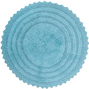 DII - Tappetino da bagno rotondo in cotone all'uncinetto, 69.8 cm diametro, Cammeo blu