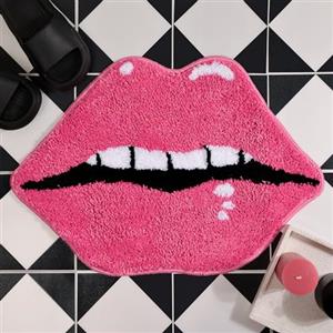 Panstar Tappeti da bagno rosa, tappetino da bagno a forma di labbra carino antiscivolo a forma di labbra tappeto da bagno assorbente tappeto da bagno bagno tappeti da doccia in peluche.