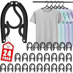 Trubetter 24 grucce da viaggio, portatili, pieghevoli, accessori da viaggio, stendibiancheria per trave (nero)