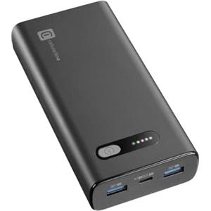 Cellularline - Fast PD 20000 - Caricabatterie Portatile Veloce - Power Delivery 20000mAh -+144 Ore di carica - Porta USB-C: INPUT 18W/OUTPUT: 20W PD - 2 Porte USB: OUTPUT: 18W - Nero