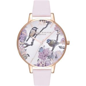 Olivia Burton Orologio Analogico al Quarzo da Donna Collezione PRETTY BLOSSOM con Cinturino in Pelle Rosato - OB16PL35