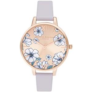 Olivia Burton Orologio Analogico al Quarzo da Donna Collezione GROOVY BLOOMS con Cinturino in Pelle Viola - OB16AN03