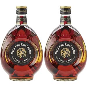 Vecchia Romagna Etichetta Nera 100cl - Brandy con doppio invecchiamento, gusto elegante e deciso. 38% vol. (Confezione da 2)