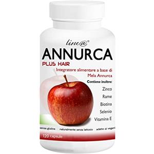Line@Diet ANNURCA PLUS HAIR Line@ INCREMENTA e rinforza i tuoi CAPELLI! capsule ACIDO-RESISTENTI 800 mg di estratto secco di MELA ANNURCA Campana ZINCO - RAME - BIOTINA - SELENIO - VITAMINA E - (120)