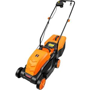 Generico Tagliaerba Elettrico 1600W Larghezza Taglio 33 cm Altezza Regolabile su 3 Livelli e Cesto di Raccolta da 32L