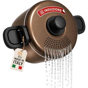 Akitaink Pentola Scolì 22 cm 5,7 L con Coperchio Scolapasta e Maniglie Autobloccanti, Antiaderente, per Induzione