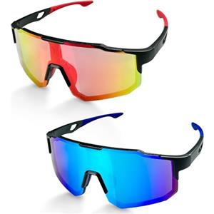 Lovesmile Occhiali Veloci, Occhiali da Sole da Uomo Polarizzati, 2 Pezzi Occhiali da Sole Sportivi, Occhiali da Sci Uomo, UV400 Occhiali Alpinismo, Adatto per Ciclismo Moto Corsa Sci Alpinis