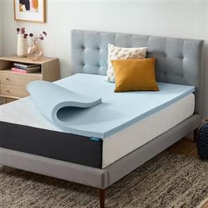 LUCID Topper per materasso Queen da 5,2 cm, in memory foam infusi in gel, per letto matrimoniale, design ventilato, certificato CertiPur