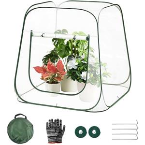 KUWUNG Mini Serra da Giardino Invernali, 98x98x98CM Serra per Piante Inverno Pop Up con Guanti e Velcro, Mini Serra da Balcone Invernale, Mini Serre da Giardino Invernali,Mini Serre da Balcone