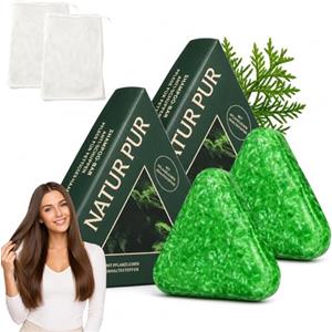 MEITREND Nature Triangle Shampoo Bar - Shampoo antiforfora solido con rete in schiuma, 2 pezzi, sapone naturale per capelli, Seven Green Soap Bar, sapone per capelli, pulizia delicata e cura nutriente, per