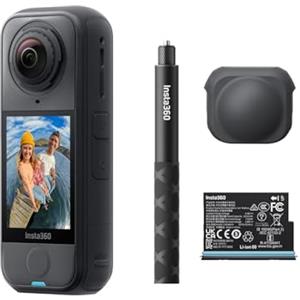 Insta360 X4 Air, Videocamera 8K 360 leggera 165g, Selfie stick Invisibile, lenti sostituibili, cover antivento integrata, prima registri poi inquadri, Pack Starter