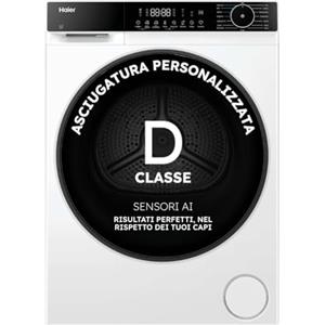 Haier X Serie 5 Asciugatrice 9 Kg a Pompa di Calore, Libera Installazione, Classe D, I-Refresh, Hygienic Care, Smart AI Drying, Filtro 3in1, Wi-Fi e App hOn, 60x62x84cm (LxPxA), Bianca, HD90-D357U1-IT
