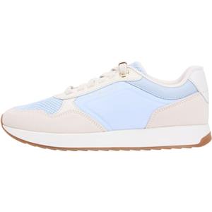 Tommy Hilfiger Donna Sneakers Running Chic Mesh in Pelle, Multicolore (Breezy Blue/Soft Cream), 37