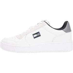 Tommy Jeans Uomo Sneakers Court Retro Basket Profilo Basso, Bianco (Ecru/Zinc Grey), 42
